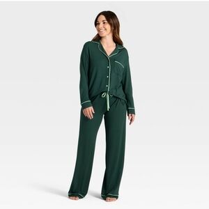 Auden Cloud Knit Modal Pajama Set Green XL Christmas Long Sleeve Target